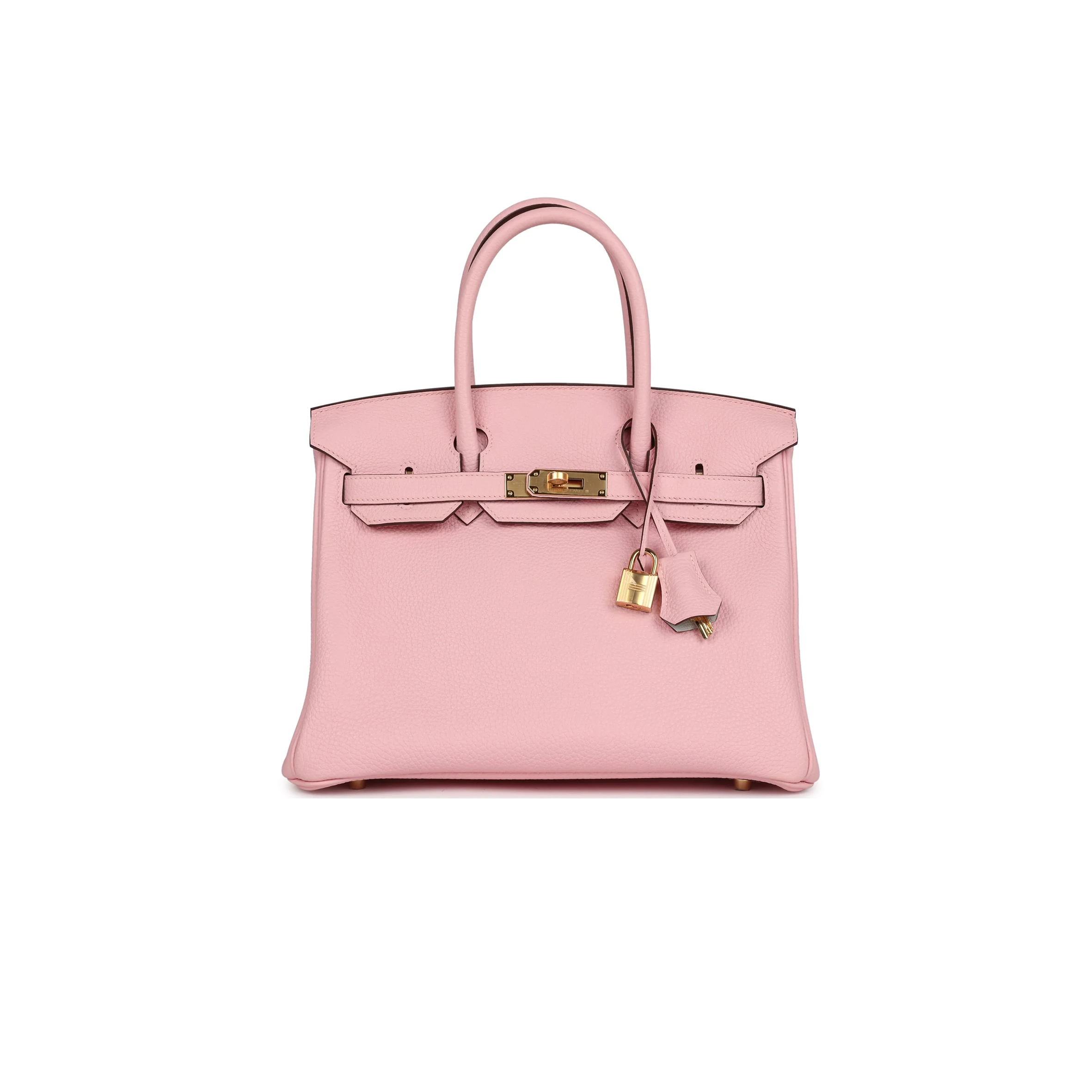 HERMÈS BIRKIN 30 ROSE SAKURA VERSO CLEMENCE GOLD HARDWARE (30*22*16cm)